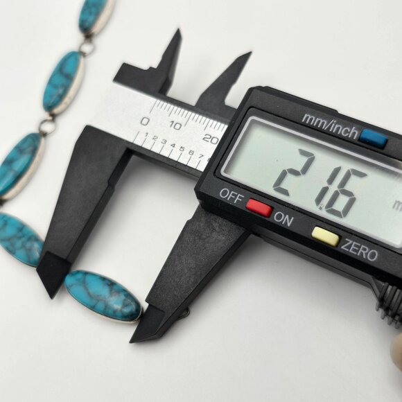 VTG Sterling Silver & Turquoise Link Tennis Bracelet 7" Southwestern - Picture 8 of 10